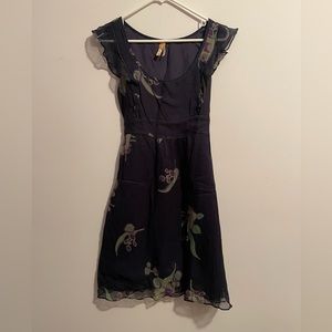 Anthropologie Maeve dress.  Blue with purple and green flowers. Size 2.
